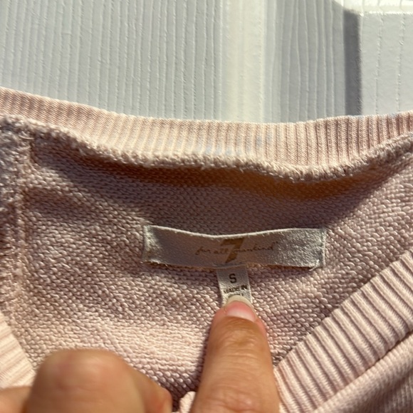 7 For All Mankind Light Pink Off Shoulder Oversized Seamed Sweatshirt S - Picture 3 of 9